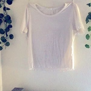 Ruffled plain white-T